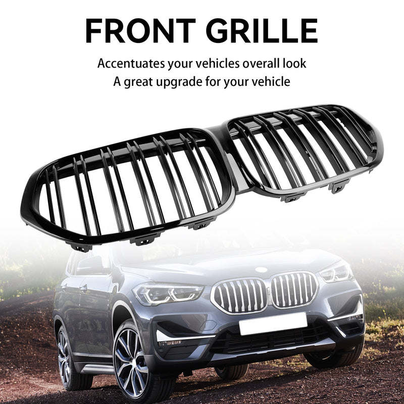 2019–2021 BMW X1 F48 F49 Doppellamellen-Frontnierengrill in Hochglanzschwarz