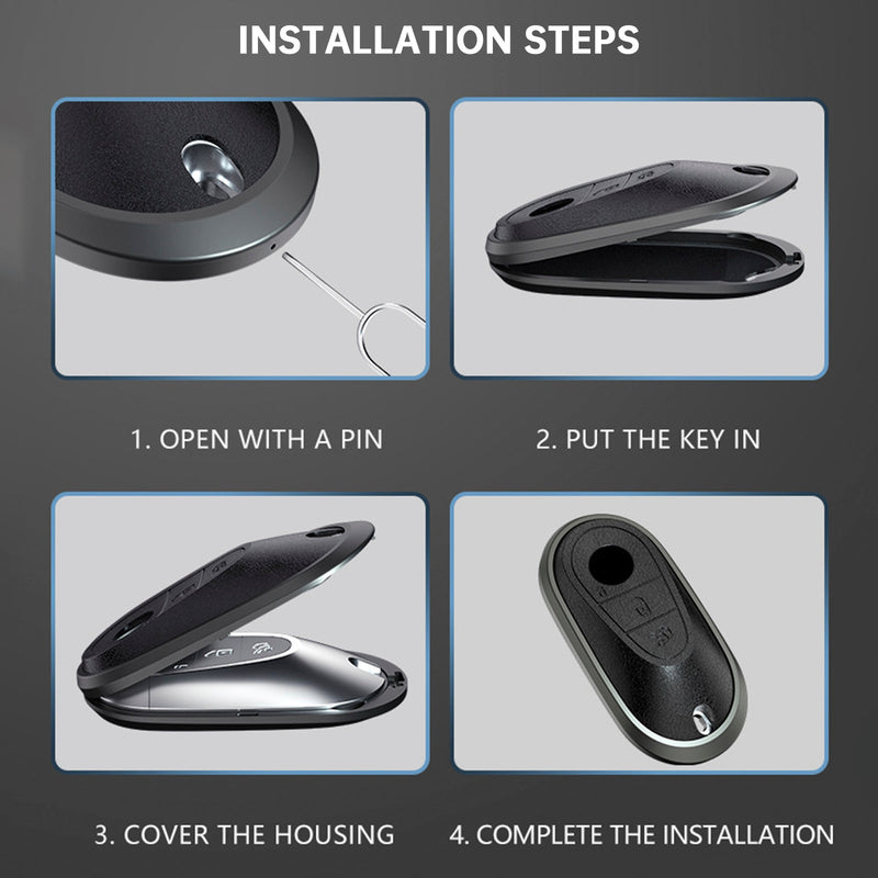 Benz GLC GLK CLS Leder Legierung Aluminium TPU Autoschlüssel Schwarz Fall Abdeckung