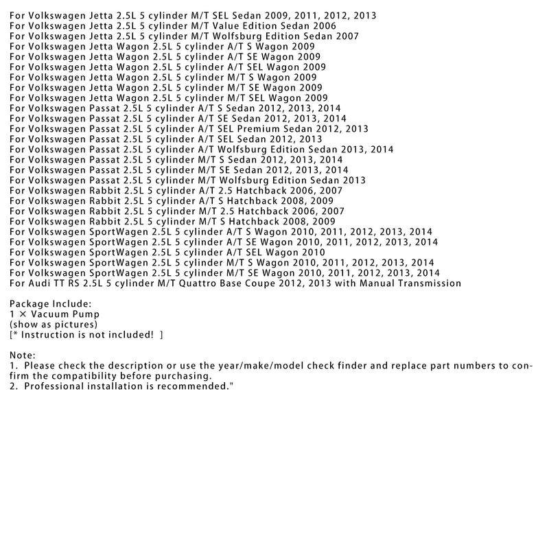 2006-2007 Volkswagen Beetle 2,5L 5 Cylindrig M/T 2,5 Hatchback Vakuumpump 07K145100H 904-817