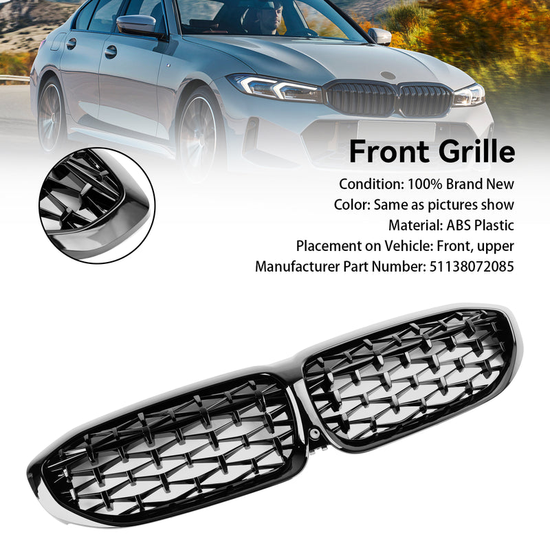 Diamond Black Kidney Grill Grill 51138072085 BMW 3-sarjan G20 2019-2022