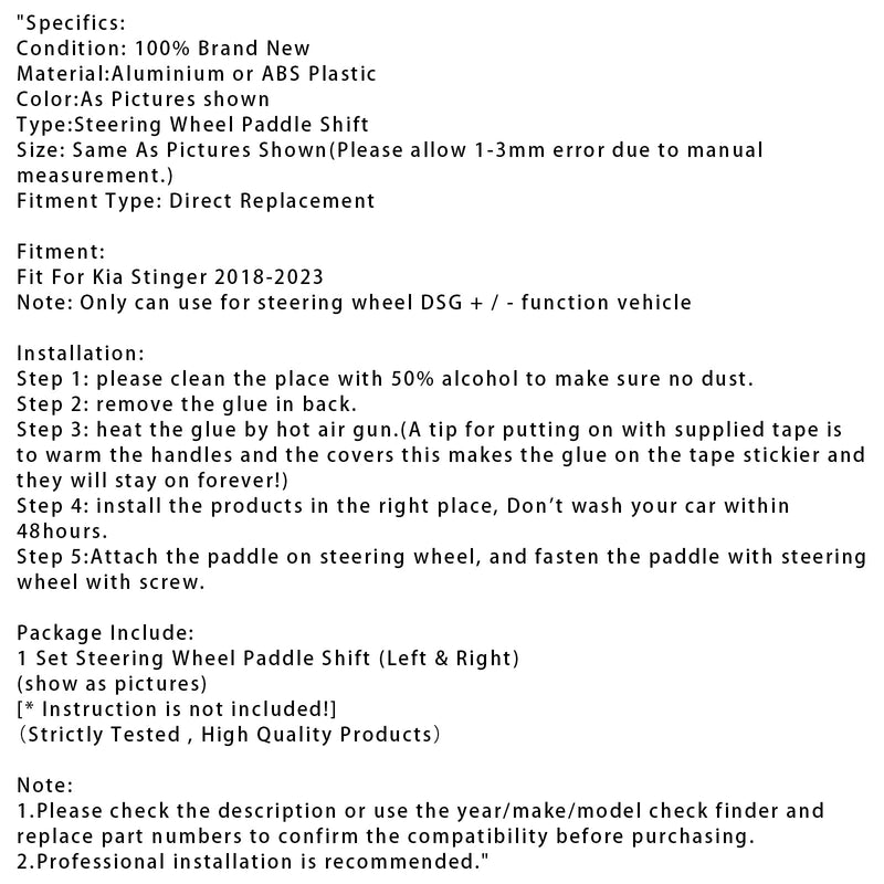 2018–2023 Kia Stinger Lenkrad-Schaltwippenabdeckungen