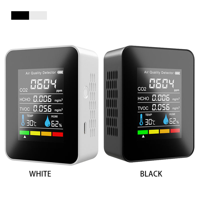 Detector de CO2 5 en 1, Monitor de calidad del aire, probador de humedad y temperatura Hcho Tvoc