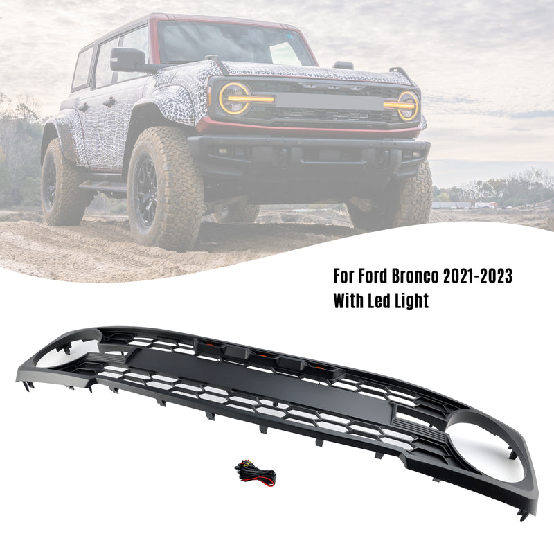 Schwarzer Frontgrill mit LED-Licht passend für Ford Bronco 2021–2023