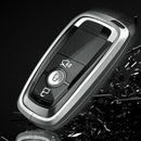 Autoschlüsselhülle aus Aluminiumlegierung, TPU, silberfarben, mit Schnalle, für Ford