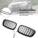 2008-2011 para BMW X6 Hybrid E72 rejilla de riñón de parachoques delantero en negro de alto brillo 51137157687 51137157688