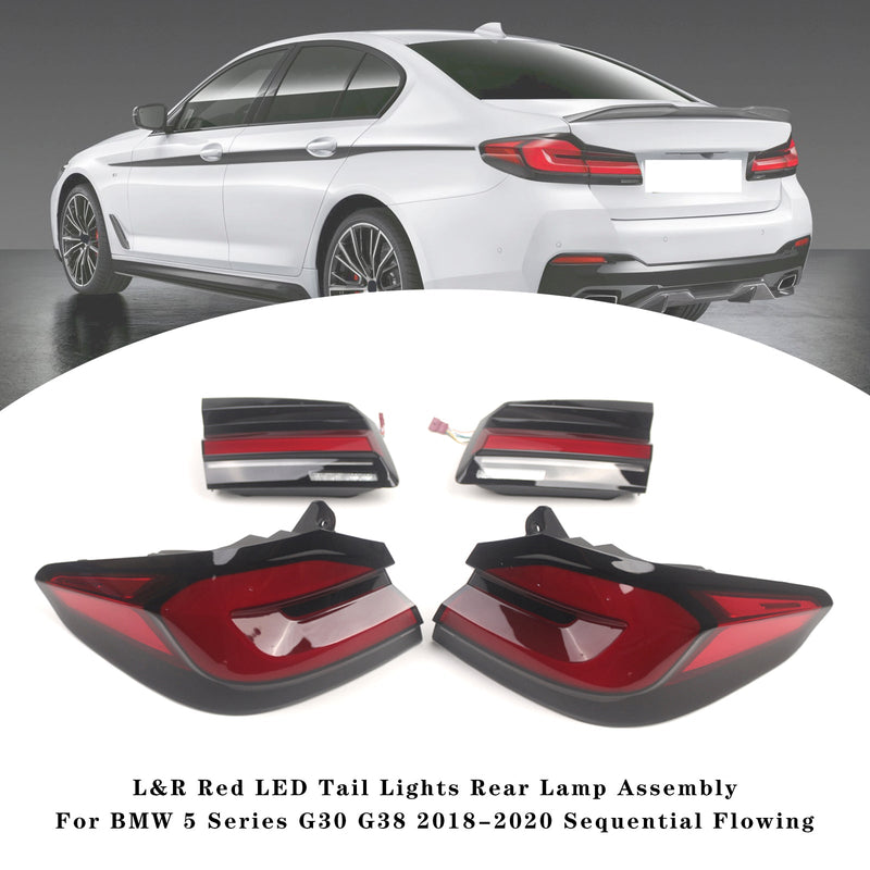 2018–2020 BMW 5 -serie G30 G38 L & R Red LED baklys Turn lysmodul