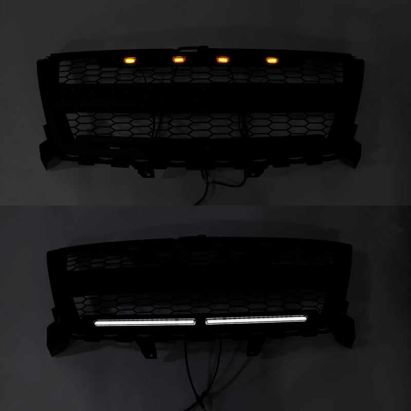 Matt Black Säähdyttimen säleikkö etukerroksen sauvalle, joka sopii Chevy Coloradolle 2016–2020, LEDillä