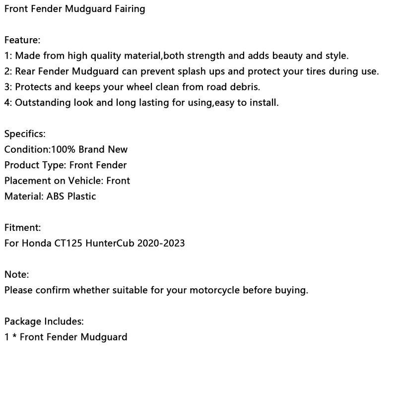2020–2023 Honda CT125 Hunter Cub Fighter Fender blatníky