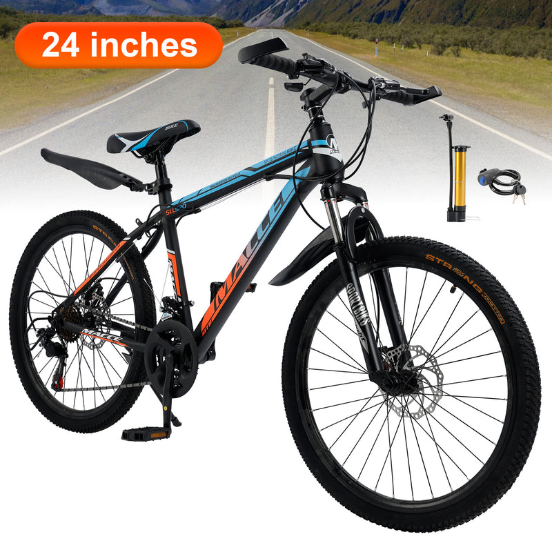 24 "Speichenrad 24 Geschwindigkeit Mountainbike Erwachsenenfahrrad Blau + Orange