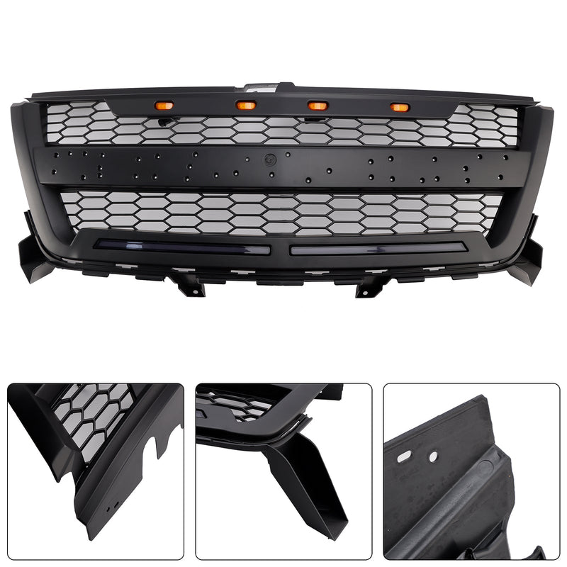 Matt Black Säähdyttimen säleikkö etukerroksen sauvalle, joka sopii Chevy Coloradolle 2016–2020, LEDillä