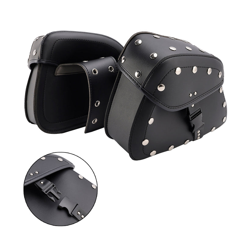 Universell sadelväska sida förvaringssvåse pu bagage svart 22L för motorcykel