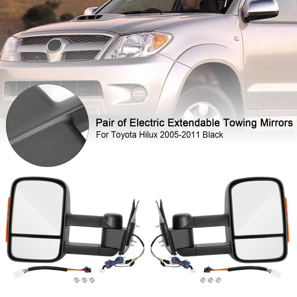 Et par elektriske uttrekkbare slepespeil for Toyota Hilux 2005-2011 svart