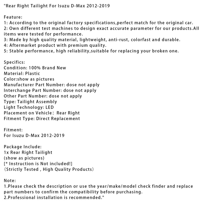 Rücklicht hinten rechts für Isuzu D-Max 2012-2019