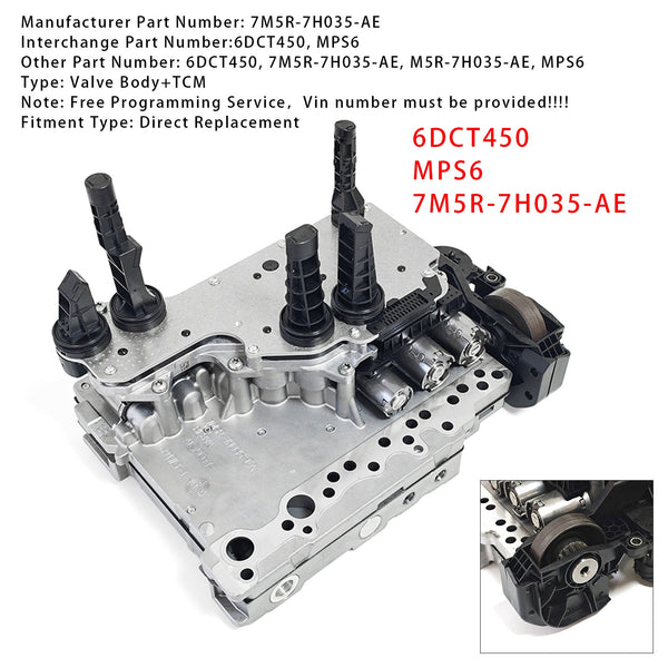6DCT450 MPS6 7M5R-7H035-AE Übertragung Mechatronische Ventil Körper + TCM Für Ford