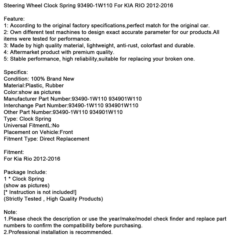 2012–2016 KIA RIO Lenkrad-Wickelfeder 93490-1W110