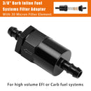 Svart inline EFI drivstoffsystemfilteradapter 3/8""-slange med 30-mikron filterelement