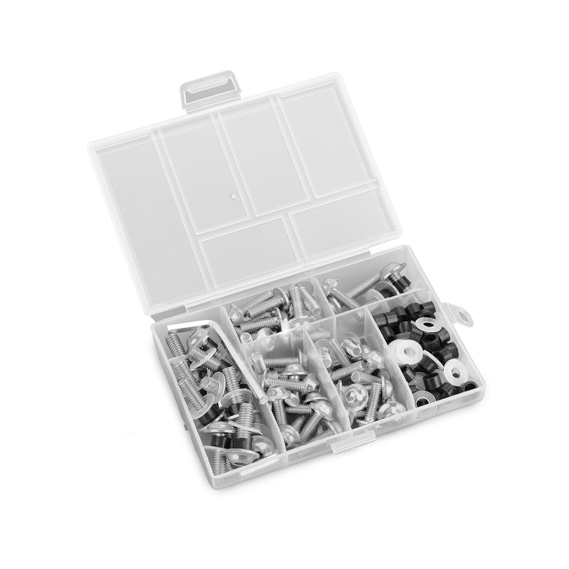 158 teilig - Silber Alu Verkleidungsschraube Verkleidung M5/M6 Schrauben Set