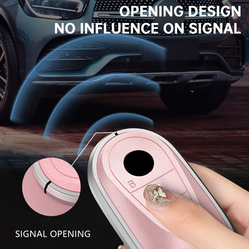 Benz GLC GLK CLS Leder Legierung Aluminium TPU Autoschlüssel Weiß Fall Abdeckung