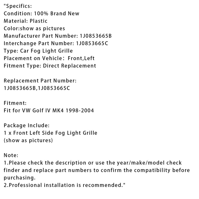 1998-2004 VW Golf IV MK4 Grelha