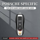 Autoschlüsselhülle aus Aluminiumlegierung mit TPU-Finish, silberfarben, mit Schnalle für Porsche Cayenne