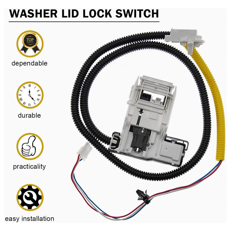 W11307244  W10682535 Pesukoneen kannen lukko ja W10837741 Kannen pysäytin Maytagille