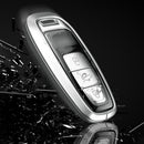 Schwarze Autoschlüsselhülle aus Aluminiumlegierung mit TPU-Verschluss und Schnalle für Audi A6L, A4L und A3