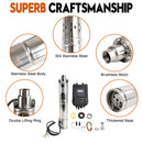 3 "72 V 1,2 KW Tiefbrunnen Solar Tauch Bohrloch Wasserpumpe Kopf 180 M