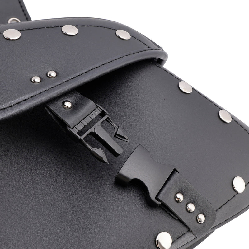 Universell sadelväska sida förvaringssvåse pu bagage svart 22L för motorcykel