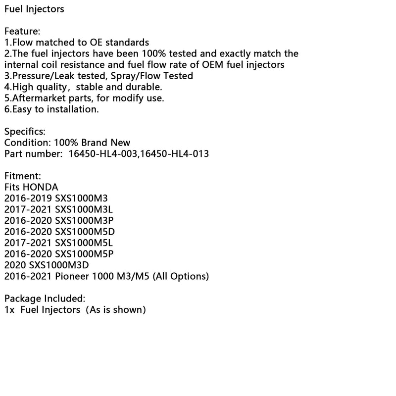 16450-HL4-003 16450-HL4-013 Kraftstoff Injektoren Für HONDA PIONEER 1000 SXS1000 M3 M5