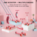 2-in-1 Kinderroller mit klappbarem Sitz, LED-Licht, 3 Rädern und verstellbarem Klapp-Lenker – Blau/Rosa