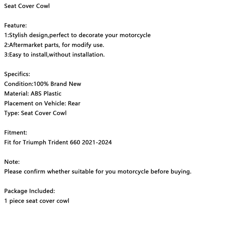 2021-2024 Trident 660 Takaistuimen suojuksen verhoilu