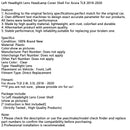 2018–2020 Acura TLX Linke Scheinwerferlinse Scheinwerferabdeckung Schale