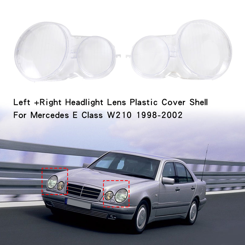 Mercedes E-Klasse W210 1998-2002 Links + Rechts Scheinwerferglas Kunststoff-Abdeckschale