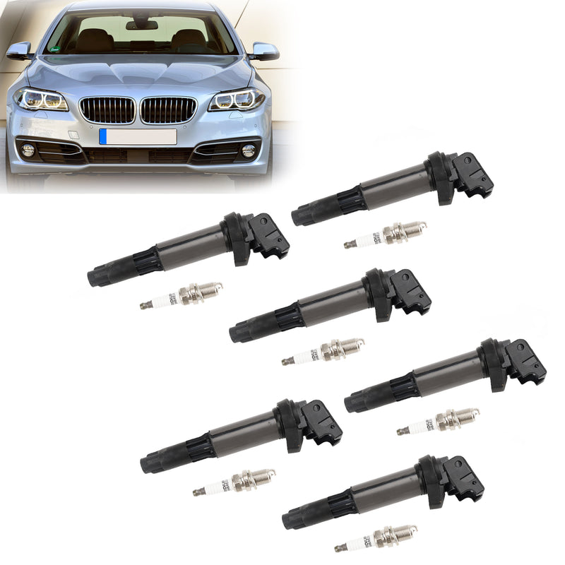 BMW 325 335 525 530i X5 Z4 2,5L 3,0L 6x tändspole + tändstift UF515 UF522