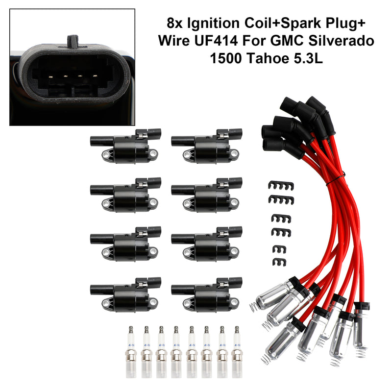 2007-2012 GMC Yukon XL Chevrolet Suburban 1500 2500 8pcs Bobina de Ignição + Vela de Ignição + Fio UF414