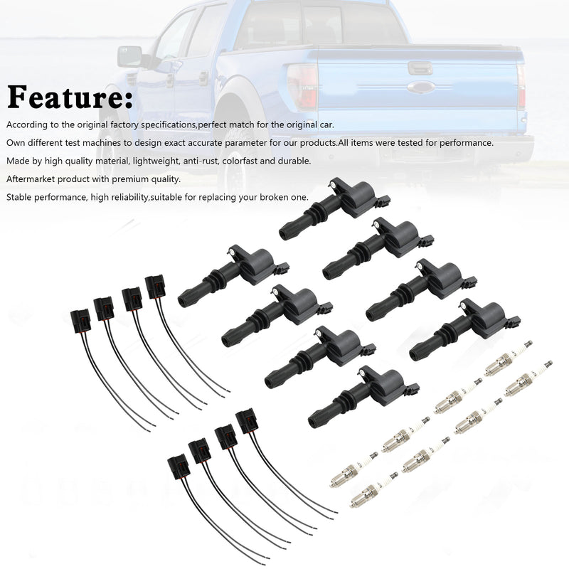 2005-2008 Ford F-250 F350 Super Duty 6.8L V10 8X Bobina de encendido + Bujía + Bujía FD508 DG511 Fedex Express