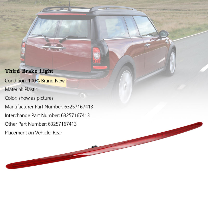 Tercera luz de freno para Mini Cooper R55 Wagon con lente roja 63257167413