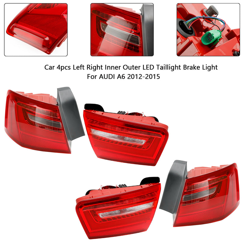 AUDI A6 2012-2015 Samochód 4szt. Wewnętrzne zewnętrzne światło tylne LED Światło hamowania