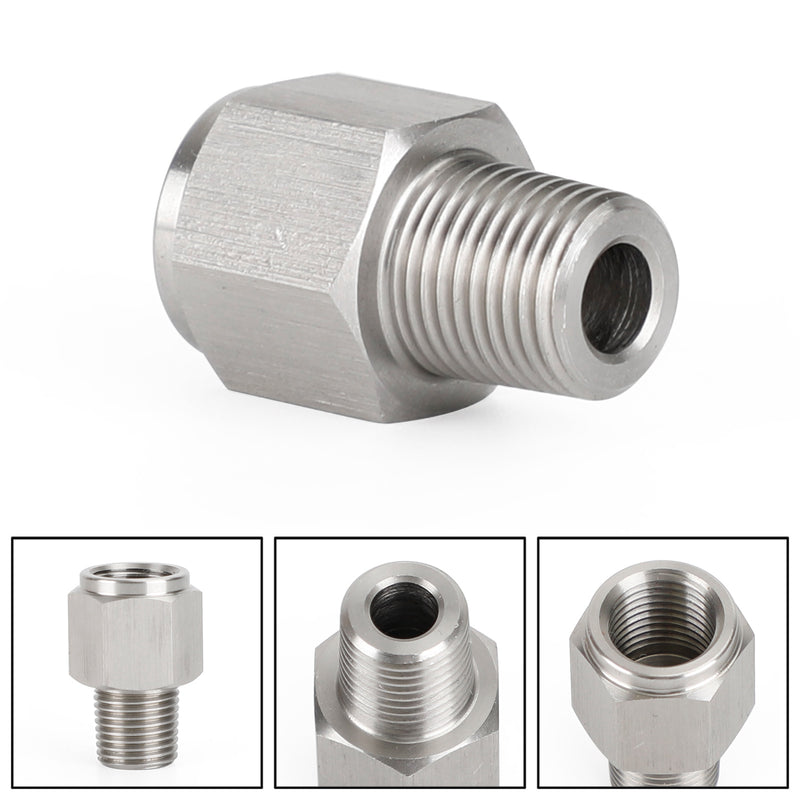 Adaptador de medidor de pressão de óleo de aço inoxidável fêmea de 1/8 "NPT macho para M10x1.0