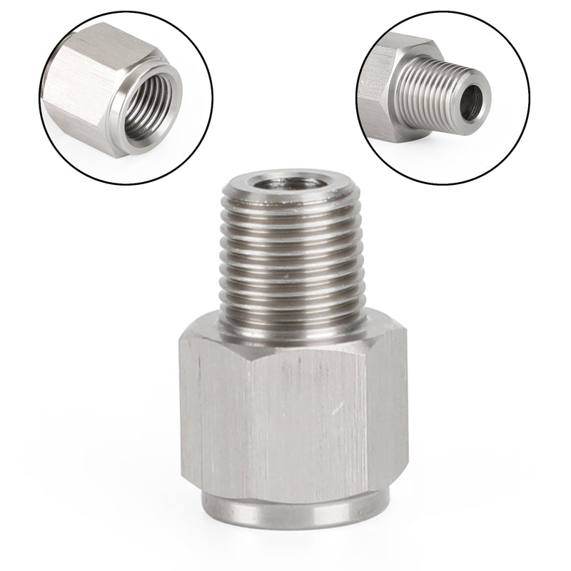Adaptador de medidor de pressão de óleo de aço inoxidável fêmea de 1/8 "NPT macho para M10x1.0