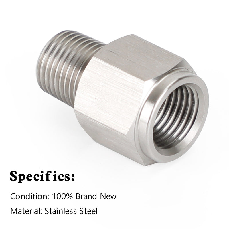 Adaptador de medidor de pressão de óleo de aço inoxidável fêmea de 1/8 "NPT macho para M10x1.0