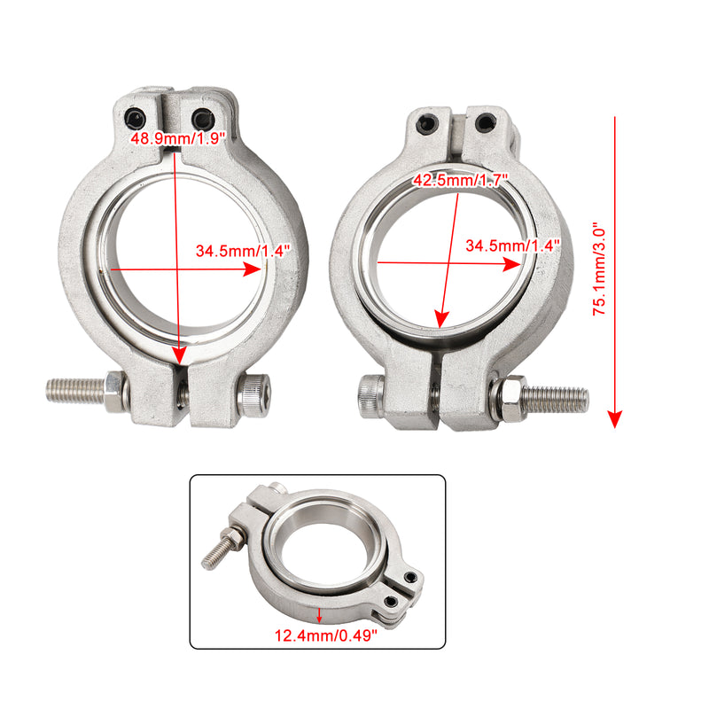 2st MV-S 38mm Wastegate V-Band Clamp Set Kit med bultmuttrar och packningar