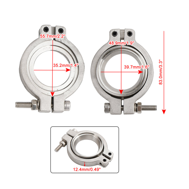 2st MV-S 38mm Wastegate V-Band Clamp Set Kit med bultmuttrar och packningar