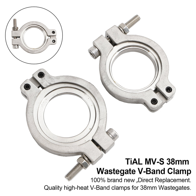 2st MV-S 38mm Wastegate V-Band Clamp Set Kit med bultmuttrar och packningar