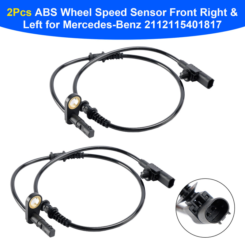 Sensor de velocidade da roda ABS de 2 peças dianteiro direito e esquerdo para Mercedes-Benz 2112115401817