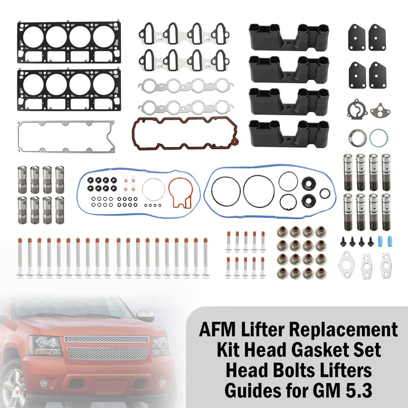 2005-2013 Chevrolet Silverado 1500 5.3L 5328CC 325CID V8 FLEX OHV, (16 ventiler) AFM Ersättningssats för lyftare Huvudpackningssats Huvudbultar Lyftstyrningar Fedex Express Generic