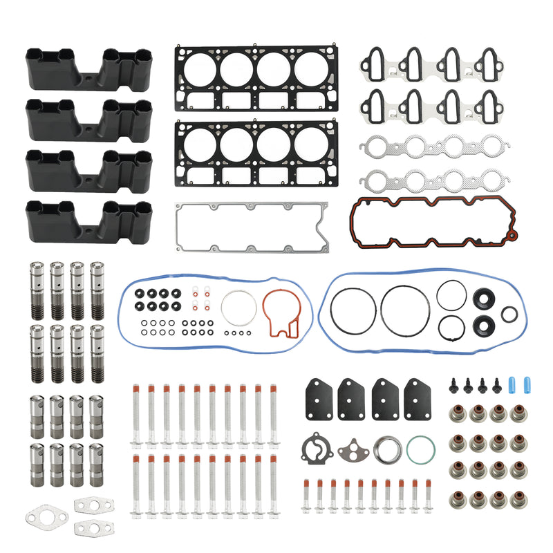 2007-2009 GMC Yukon XL 1500 5.3L 5328CC 325CID V8 OHV, (16 válvulas) Kit de reemplazo de elevador AFM Juego de juntas de cabeza Pernos de cabeza Guías de elevación Fedex Express Genérico