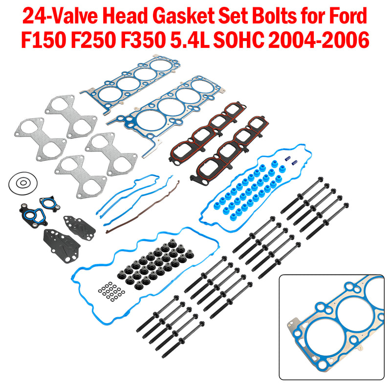 2004-2006 Ford F-150 5.4L 24 Zestaw uszczelek głowicy zaworu Śruby HS26306PT ES72798