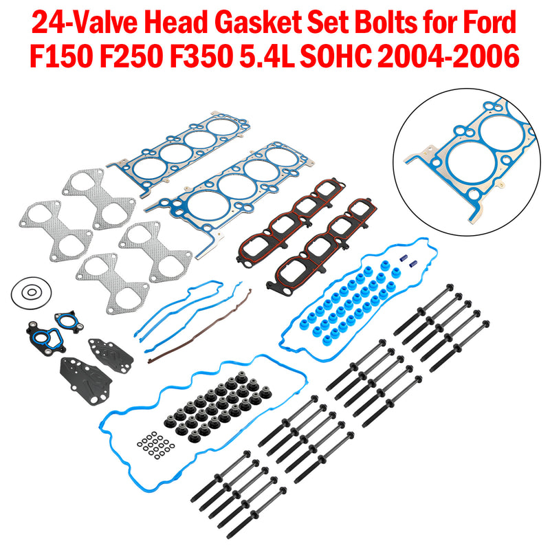 2006 Ford F-150 Lincoln Mark LT 5.4L 24 zestaw uszczelek głowicy zaworu śruby HS26306PT ES72798