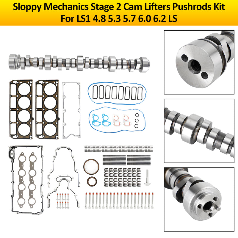 LS1 4.8 5.3 5.7 6.0 6.2 LS Sloppy Mechanics Stage 2 Kit de varillas de empuje para elevadores de levas